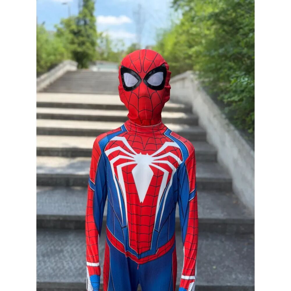 Kids Spiderman Costume 2pc - Mask + Jumpsuit Sized Chinese 140 (10-12yr Old) - Picture 2 of 5